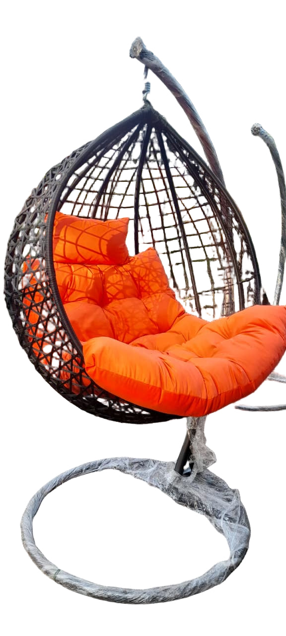Outdoor Round Swing Chair – Hanging Basket with Cushions for Patio and Balcony