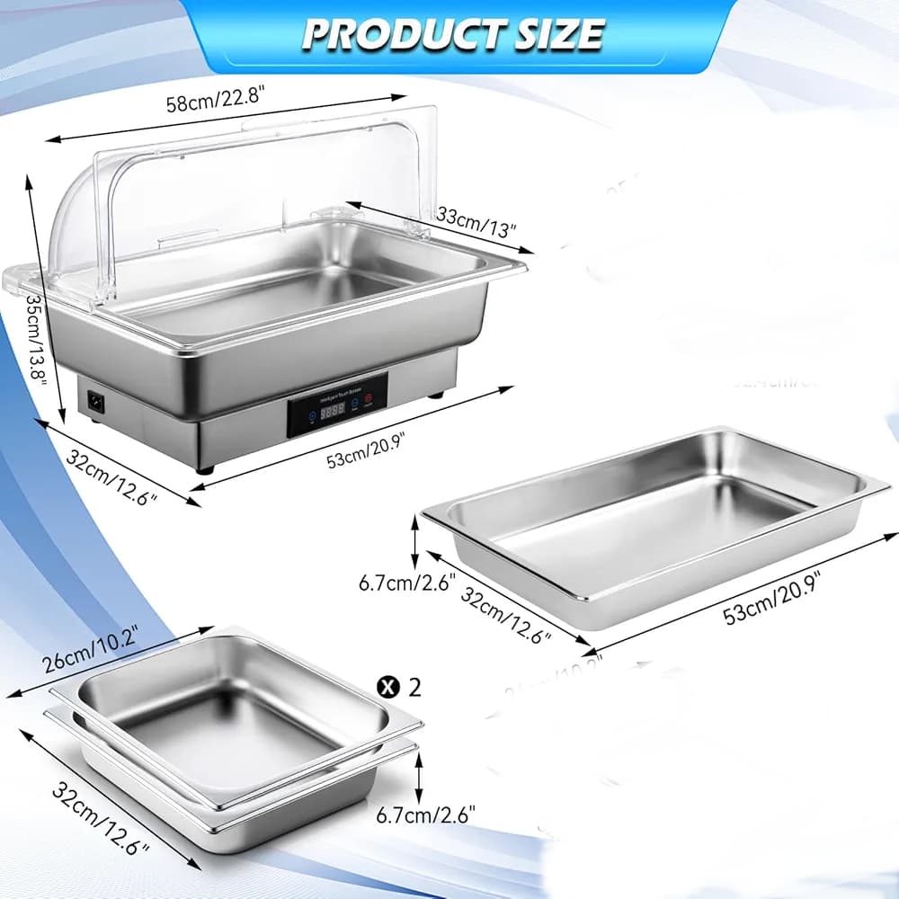 Electric Chaffing Dish – Stainless Steel Food Warmer with Heat Control