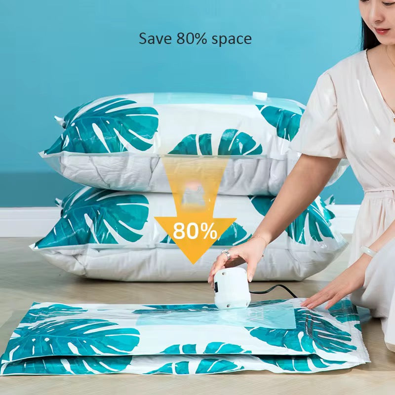 10-Piece Vacuum Compression Storage Bag Set with Rechargeable Electric Pump – Space Saver for Quilts & Clothes