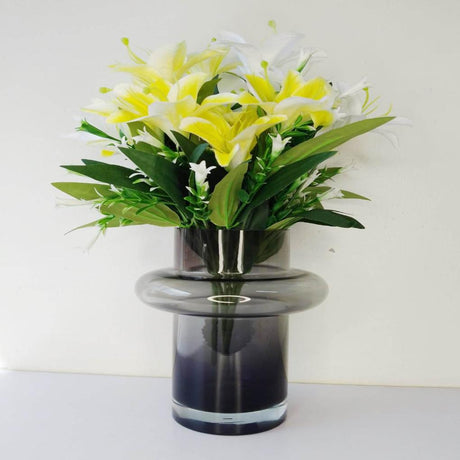 10 x 23cm Black Clear Vase Chic and Contemporary Decorative Accent | Home Office Decor Event Styling Wedding Decor