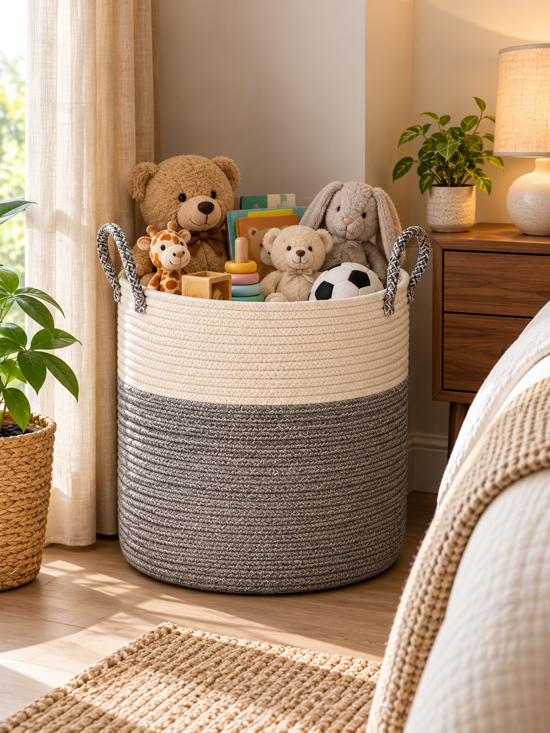 Woven laundry basket