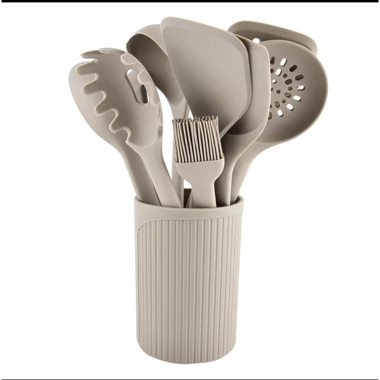 11pcs Heavy Duty Silicone Cooking and Serving Spoon Set with TPR Handles