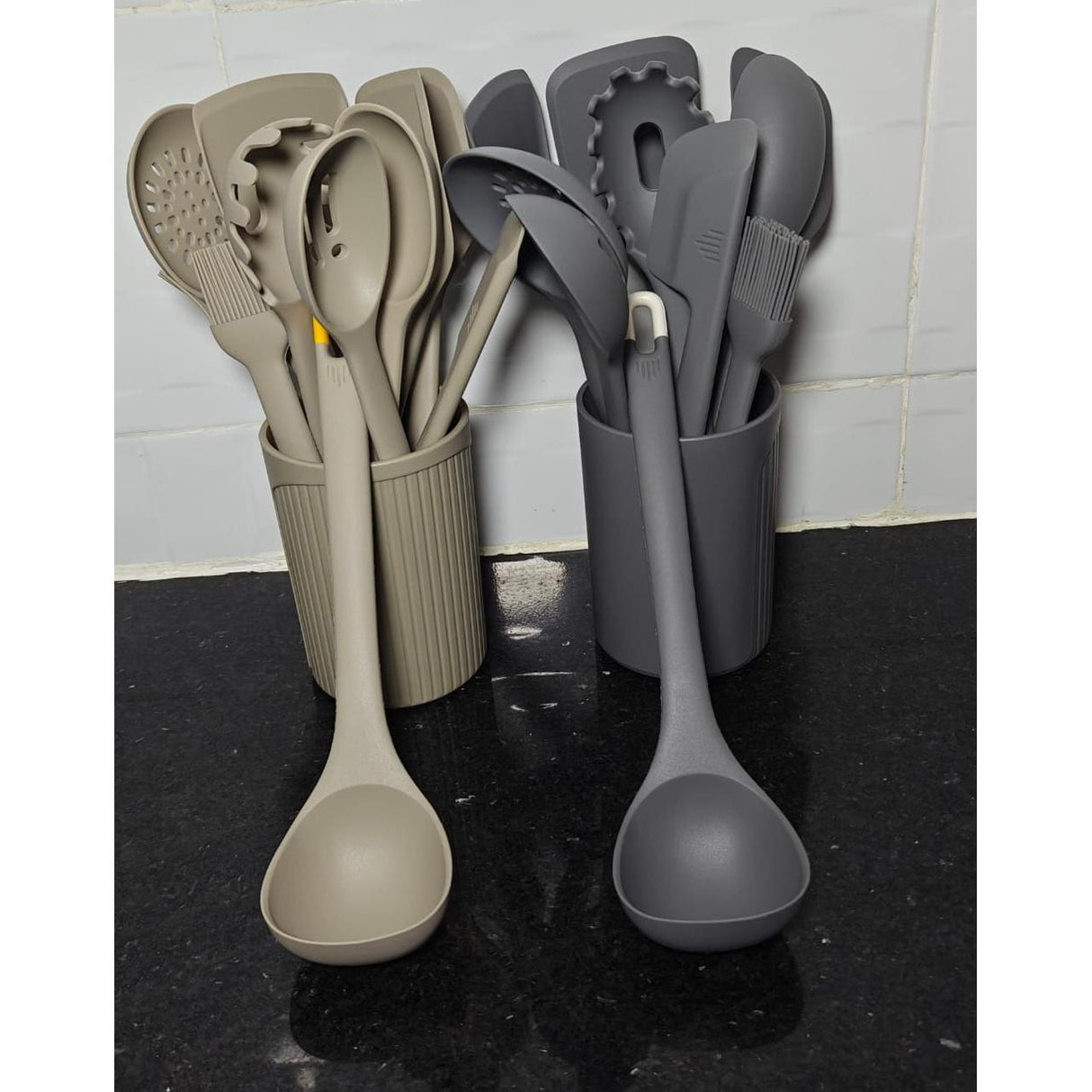 11pcs Heavy Duty Silicone Cooking and Serving Spoon Set with TPR Handles