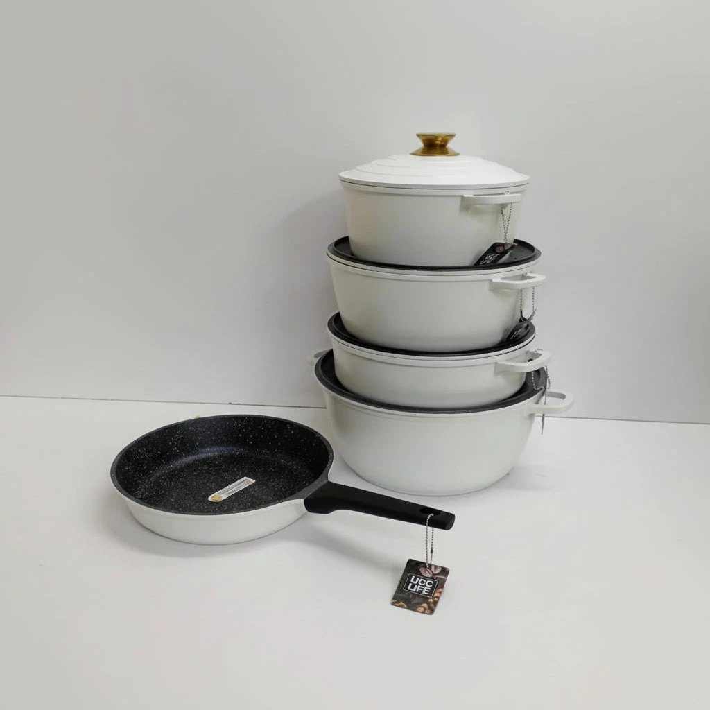 11pcs UCC Life Non-Stick Cookware Set White Cookware Sets