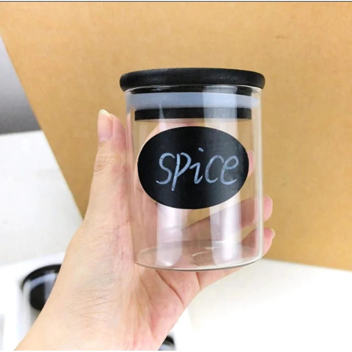 12-Piece Glass Spice Jar Set – 200ml with Black Bamboo Lids + Free Stickers & Pen | Airtight Kitchen Storage Spice Jar Spice Organizers