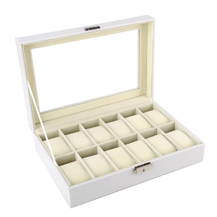 12 Slots Watch Organizer Storage Box Dust Free Protection for Business & Personal Use
