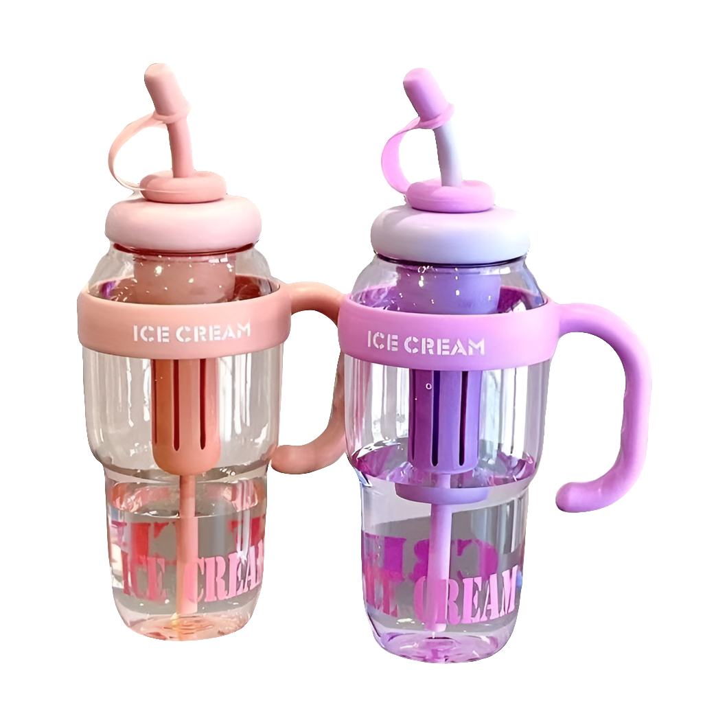 1200ml Cute Water Bottle with Straw for Milk, Juice, Tea, Coffee, and Beverages