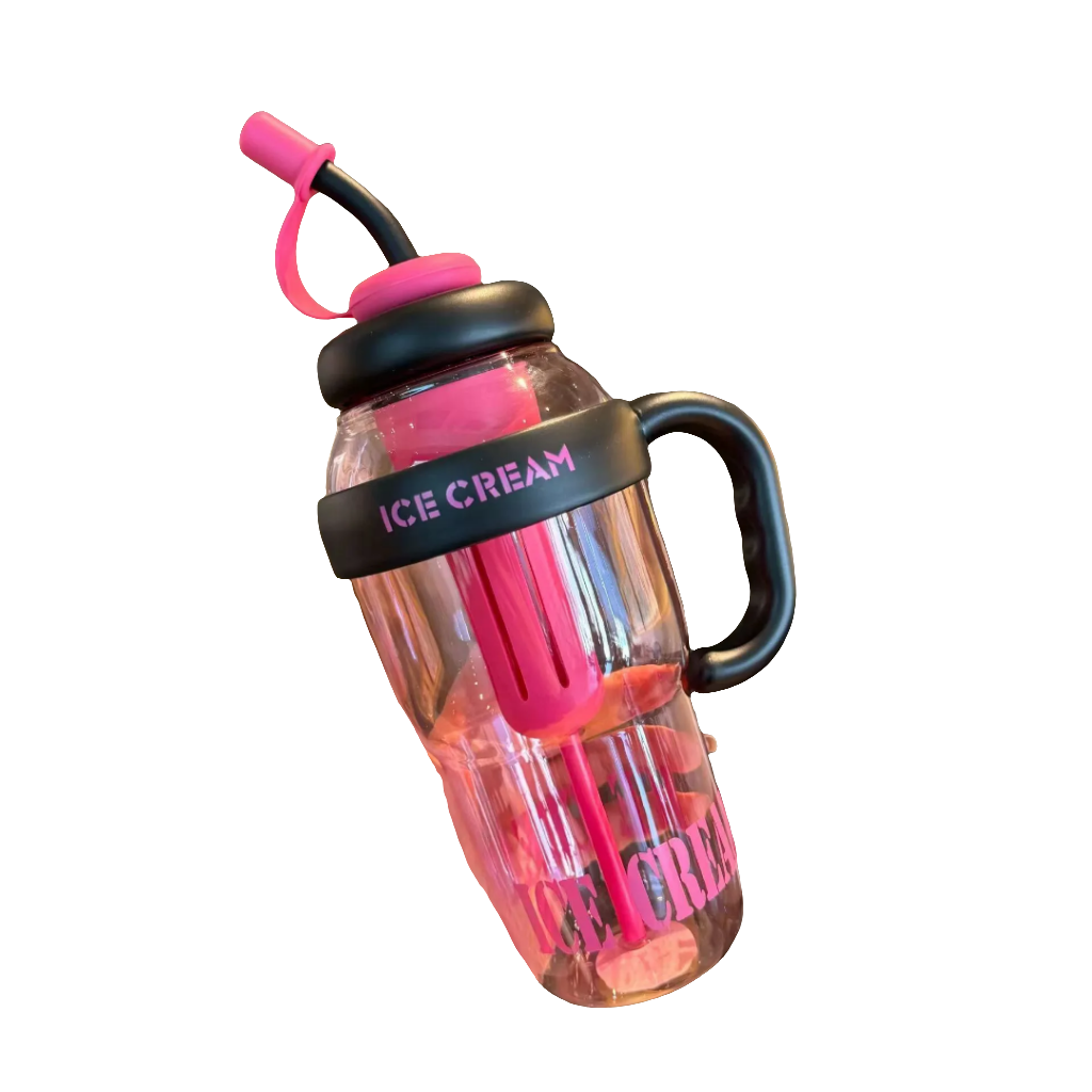 1200ml Cute Water Bottle with Straw for Milk, Juice, Tea, Coffee, and Beverages