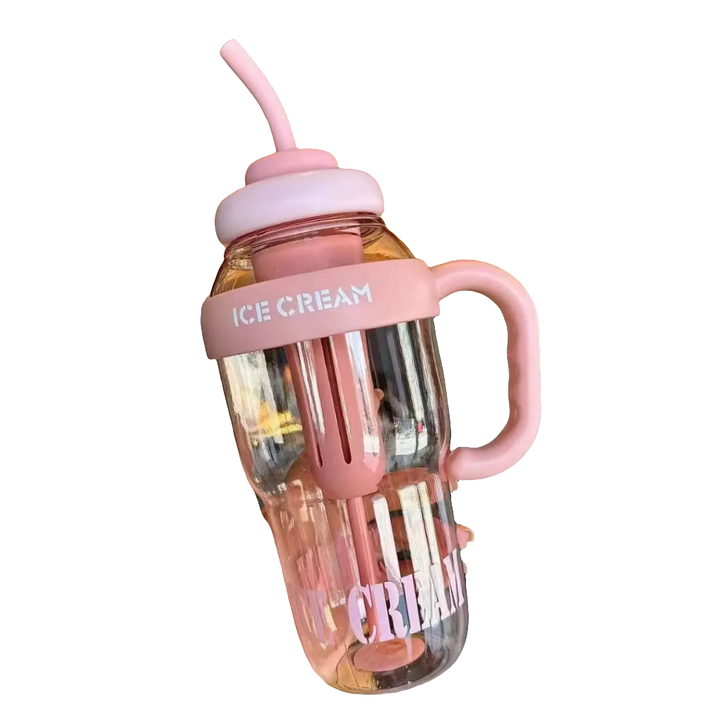 1200ml Cute Water Bottle with Straw for Milk, Juice, Tea, Coffee, and Beverages