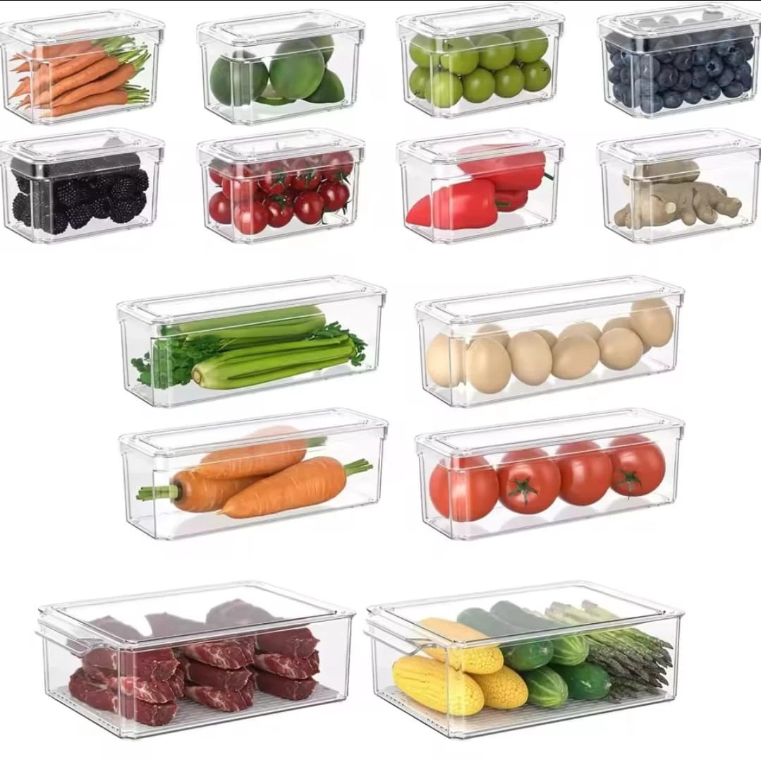 14pcs Stackable Fridge Organizers Clear Acrylic Storage Bins Space Saving & BPA-Free food storage Food Storage Containers