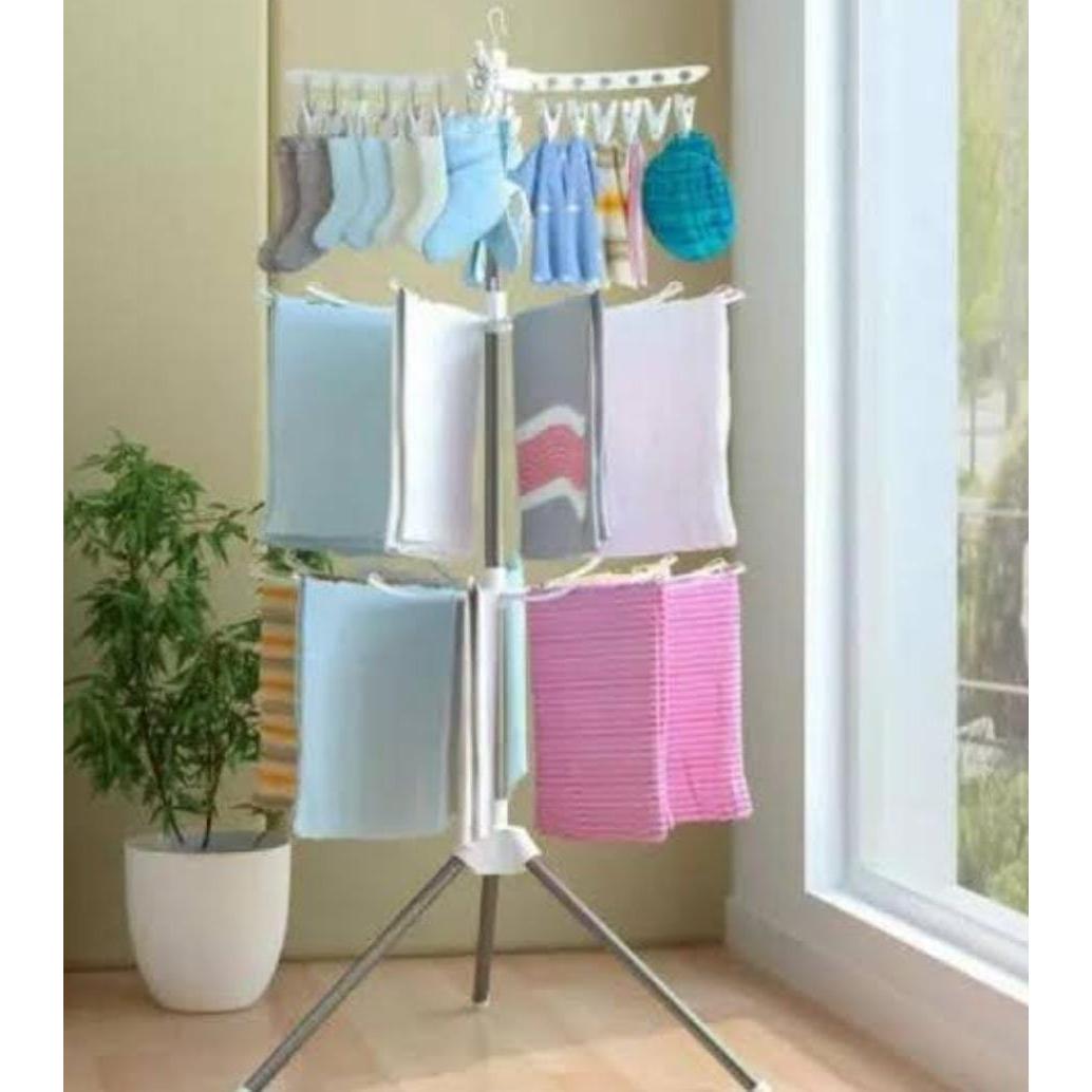 170cm High 3 Layer Metallic Laundry Dryer Stand Space-Saving Design