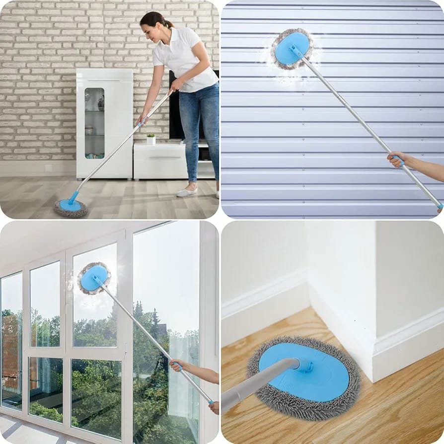 180° Rotatable Oval Head Cleaning Mop Wet & Dry Long Handle Kit for Car and Home Use