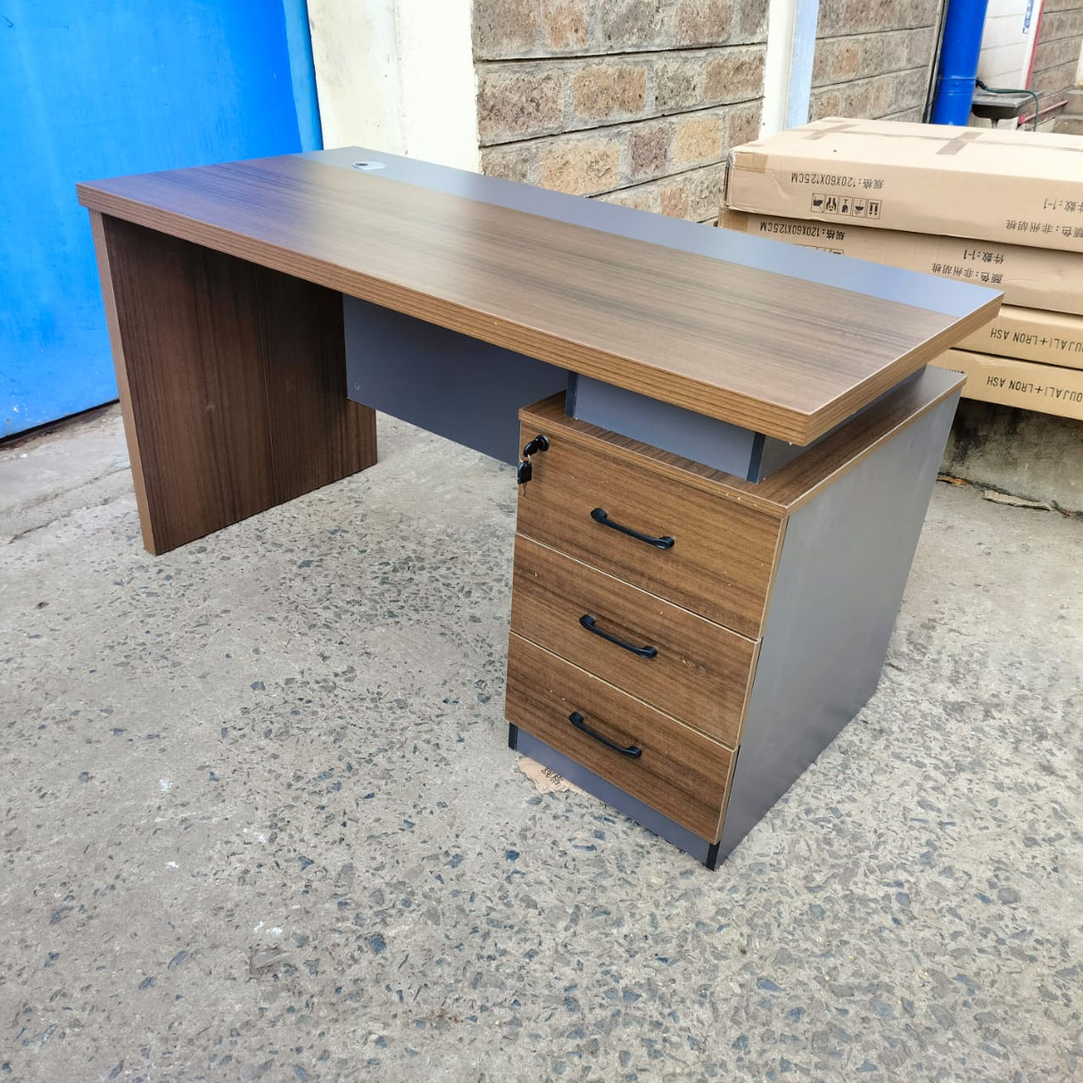 1.2m Modern Office Desk with 3-Drawer Storage Cabinet