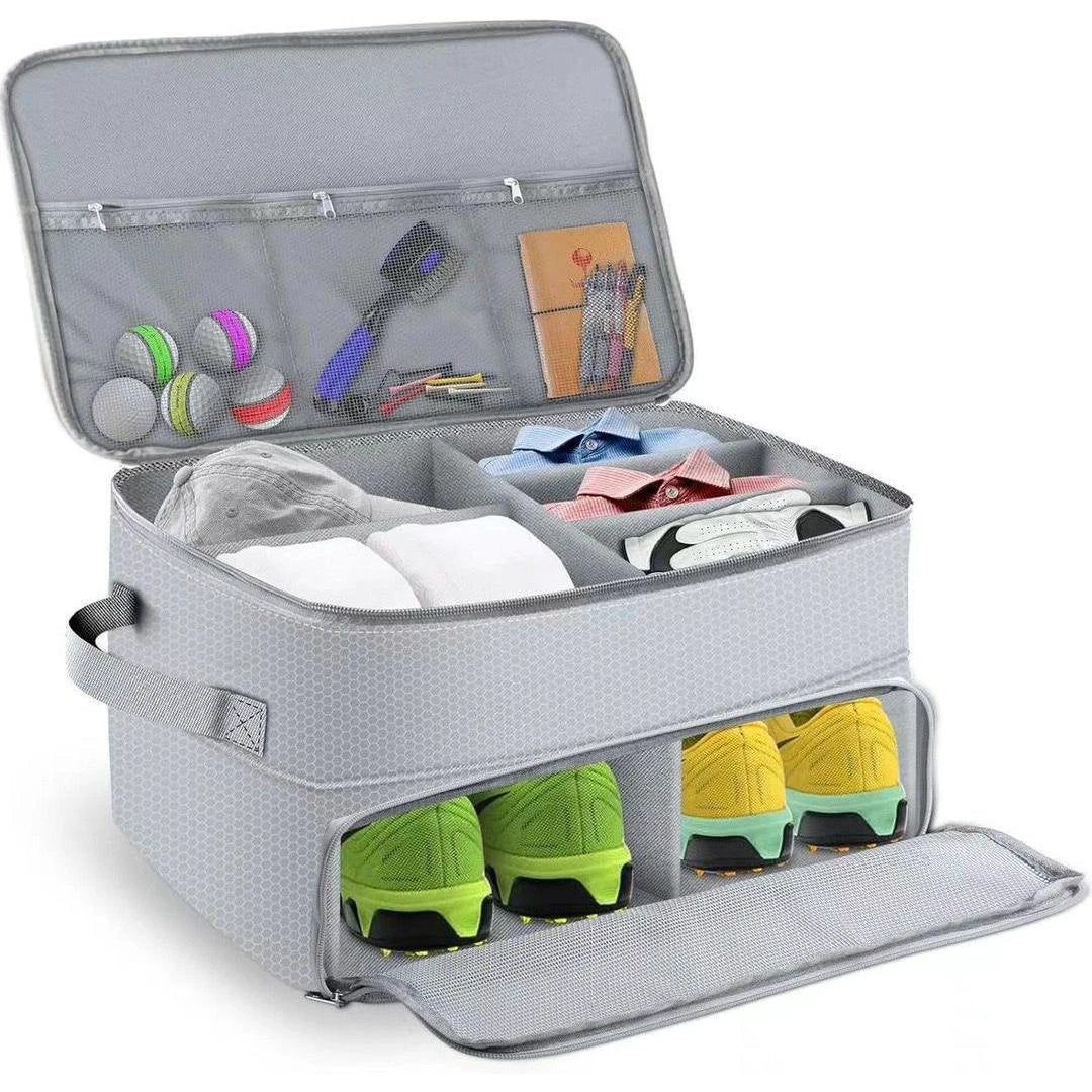 2 Layer Golf Trunk Organizer Spacious Compartments for Essentials Outdoor Storage Golf Bag Covers & Cases