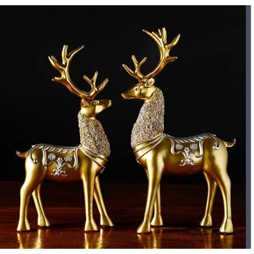2 Pack Luxury Deer Ornaments – Nordic Style Modern Home Decor | Nordic Crafts Decor | General Home Living Room Office Decor | Stylish Luxury Deer Ornaments Shelves Study & Console Tables