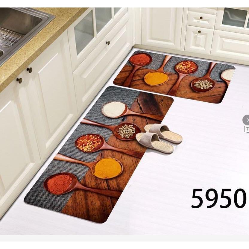 2-Piece Big Size Kitchen Mats Super Antislip Rubber Bottom (45x120cm + 45x80cm)
