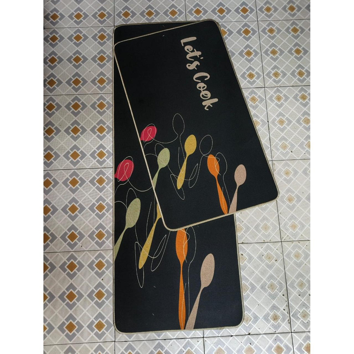 2-Piece Big Size Kitchen Mats Super Antislip Rubber Bottom (45x120cm + 45x80cm)