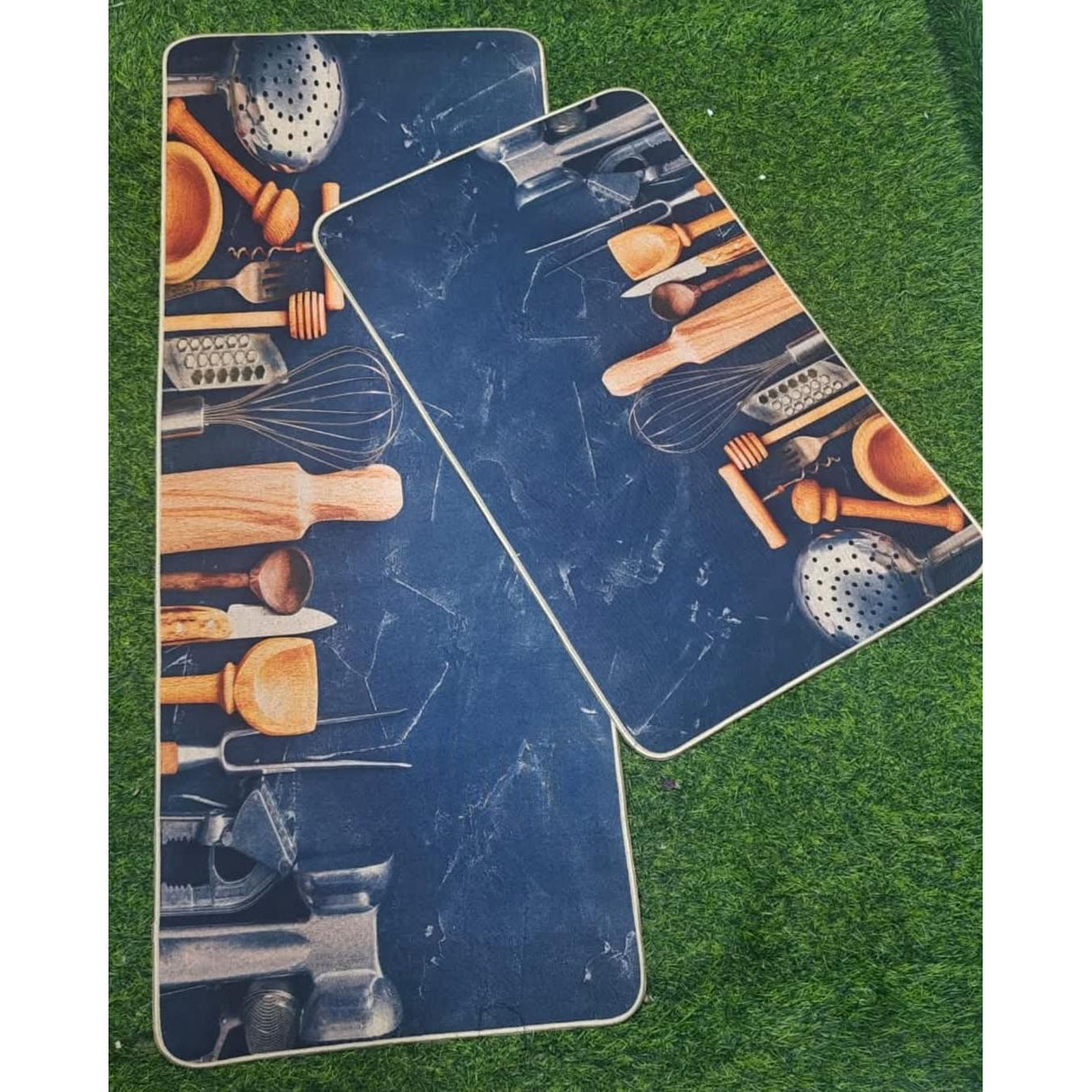 2-Piece Big Size Kitchen Mats Super Antislip Rubber Bottom (45x120cm + 45x80cm)