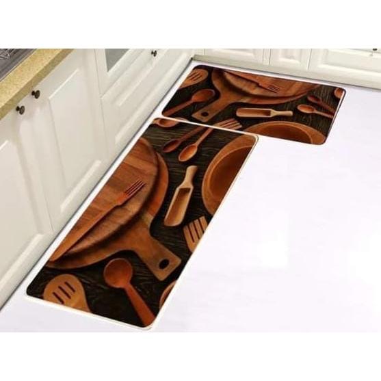 2-Piece Big Size Kitchen Mats Super Antislip Rubber Bottom (45x120cm + 45x80cm)