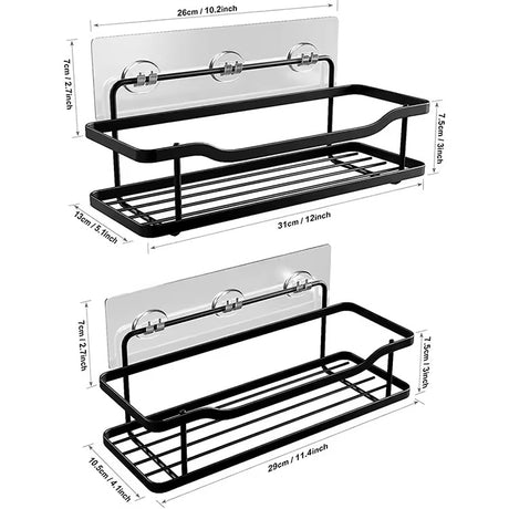 2 Piece Set Shower Caddy & Kitchen Shelf | Rustproof, Adhesive, No Drilling Required | Bathroom & Kitchen Organizer