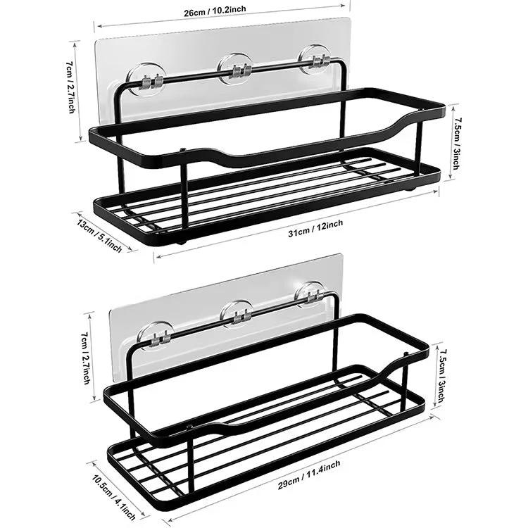 2 Piece Set Shower Caddy & Kitchen Shelf | Rustproof, Adhesive, No Drilling Required | Bathroom & Kitchen Organizer Bathroom Storage Wall-Mounted Caddies