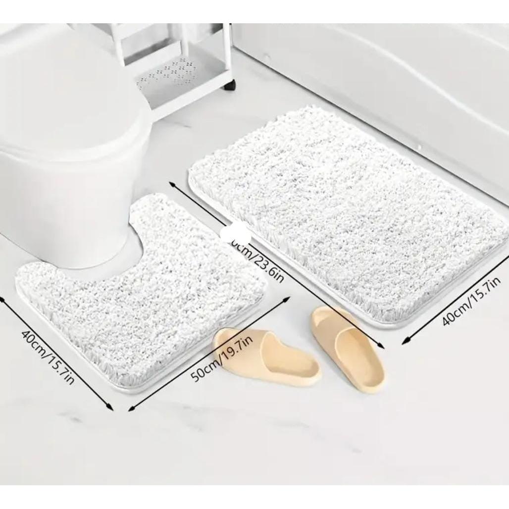 2-Piece Thick Microfibre Bathmat & Toilet Mat Set – Ultra Soft & Luxury Feel