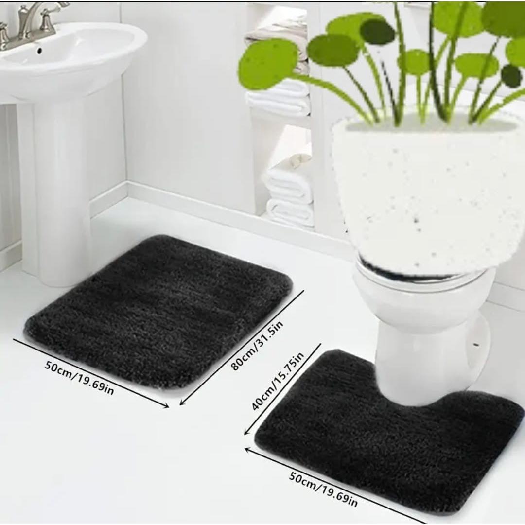 2-Piece Thick Microfibre Bathmat & Toilet Mat Set – Ultra Soft & Luxury Feel