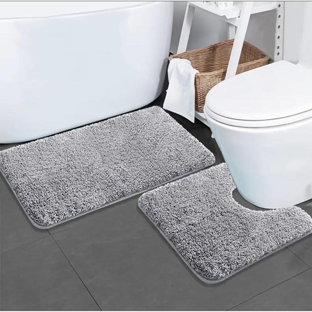 2-Piece Thick Microfibre Bathmat & Toilet Mat Set – Ultra Soft & Luxury Feel
