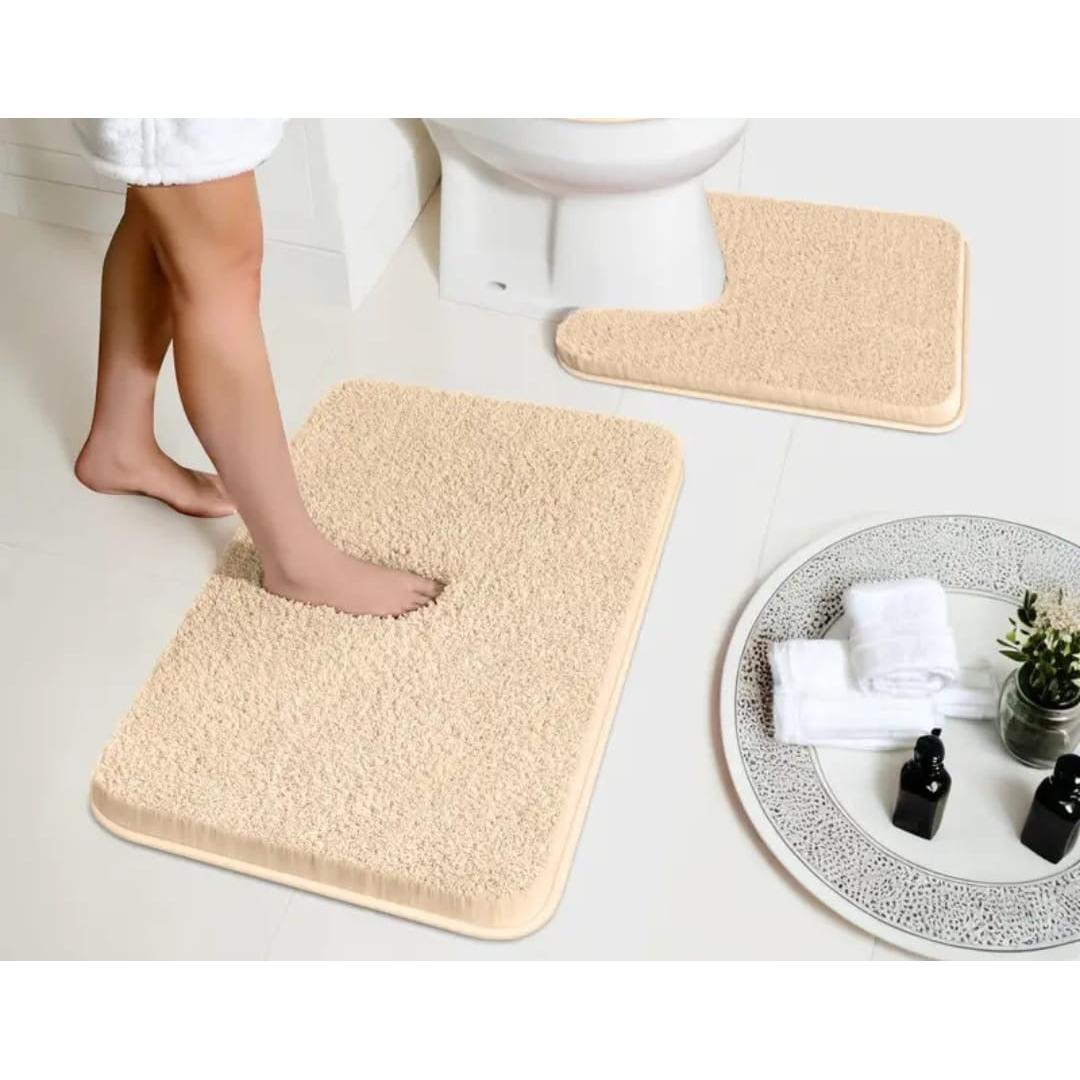 2-Piece Thick Microfibre Bathmat & Toilet Mat Set – Ultra Soft & Luxury Feel
