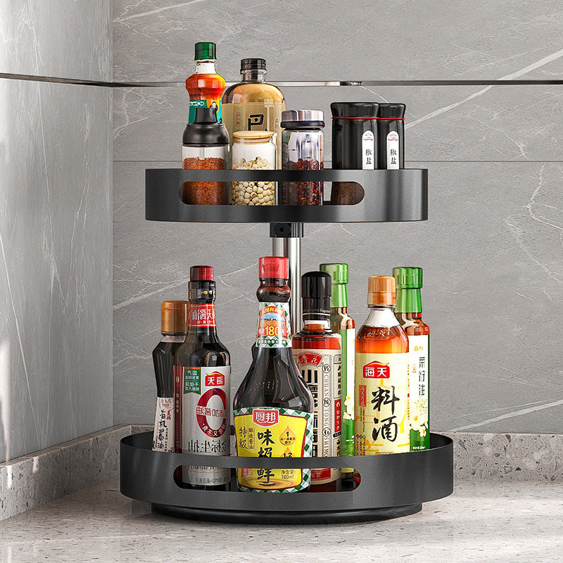 2 Tier Adjustable Lazy Susan Turntable | Rotating Spice Rack for Kitchen & Bathroom