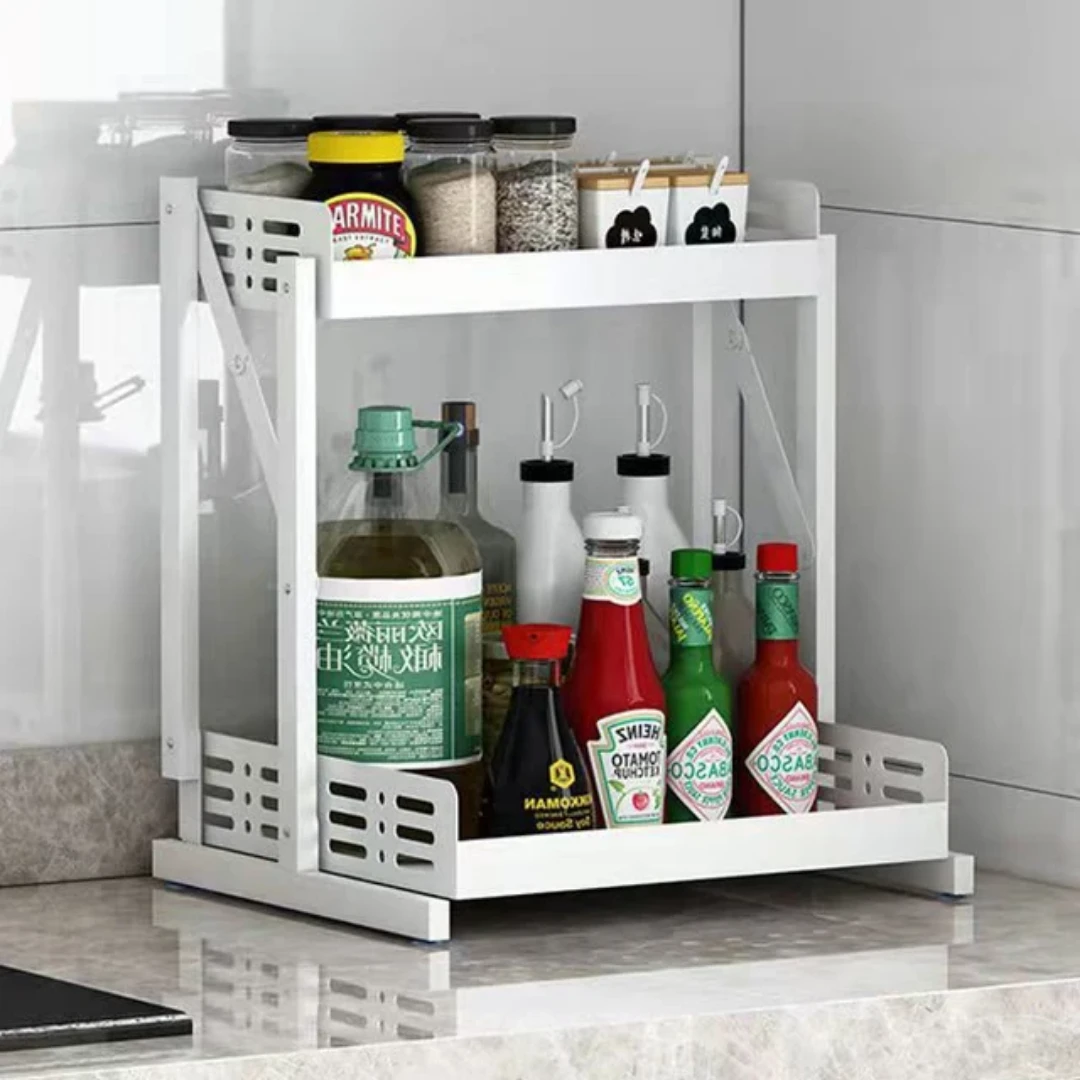 2 Tier Multifunctional Foldable Kitchen Spice Rack Storage and organization Storage Hooks & Racks