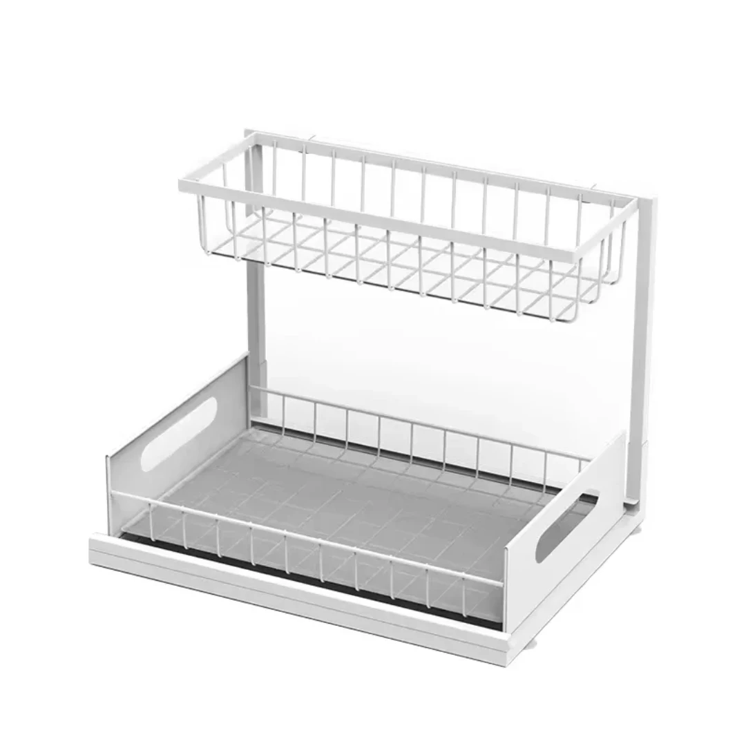 2 Tier Multipurpose Metal Organizer with Slide Rails Kitchen organizer