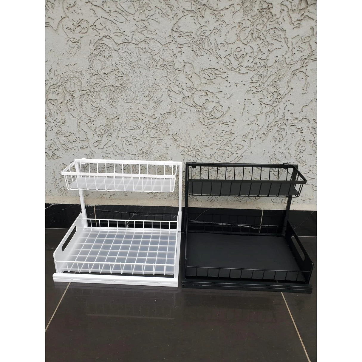 2 Tier Multipurpose Metal Organizer with Slide Rails Kitchen organizer