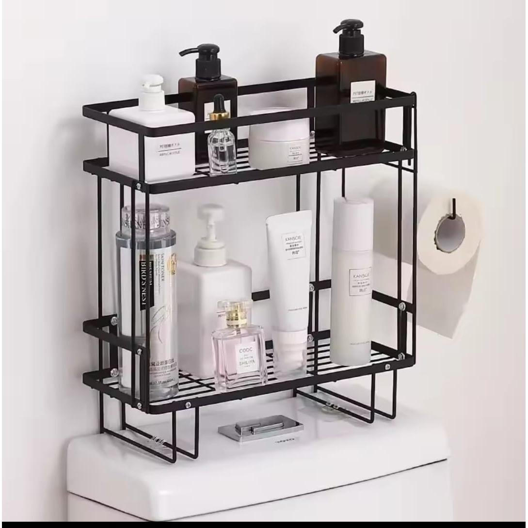 2 Tier Space-Saving Over the Toilet Storage Rack No-Drill Organizer