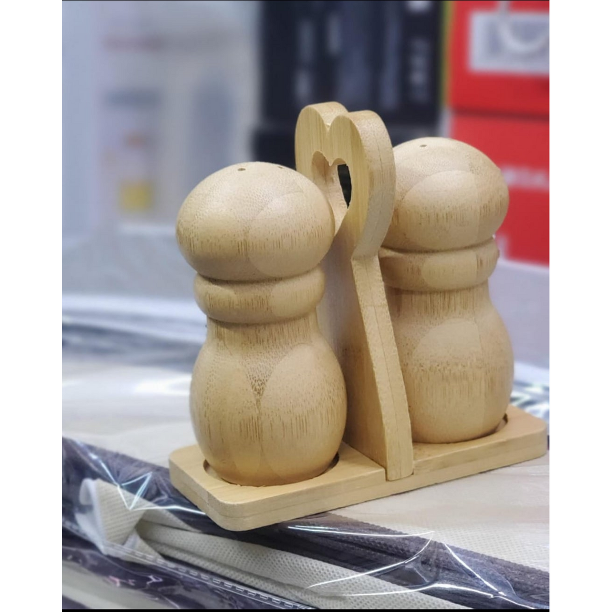 2 in 1 Bamboo Salt Shakers with Dual Compartment Design