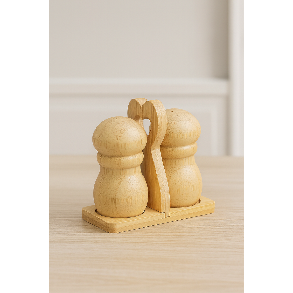 2 in 1 Bamboo Salt Shakers with Dual Compartment Design