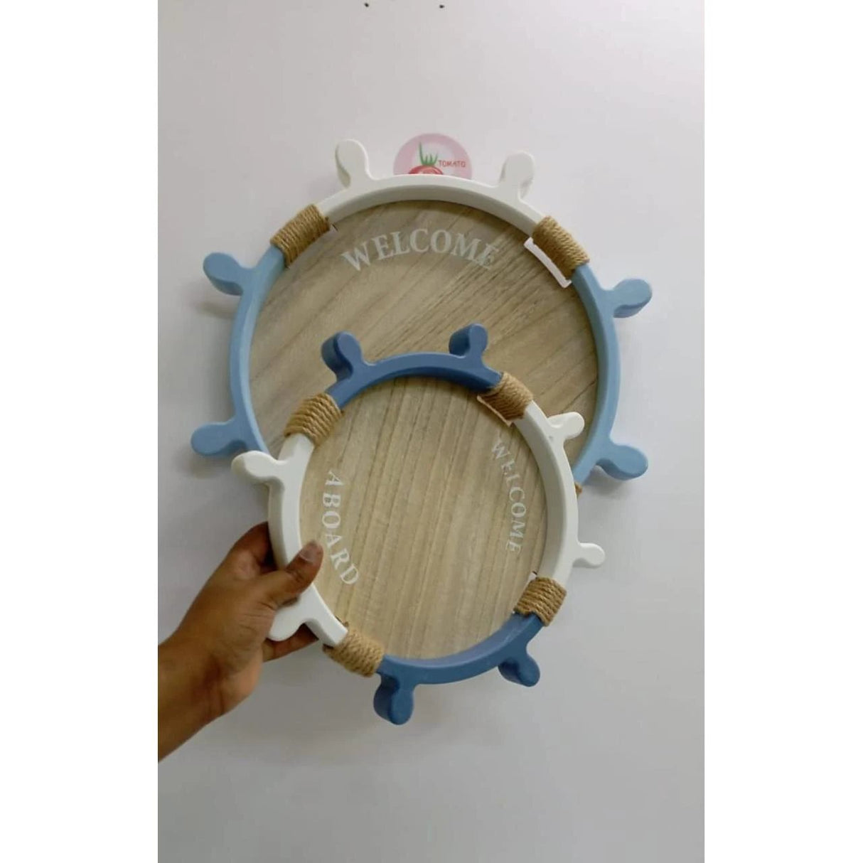 2 in 1 Decorative Sailor Themed Round Tray Decorative trays Decorative Trays