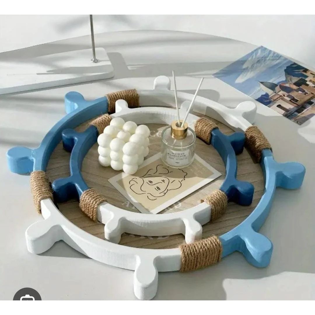 2 in 1 Decorative Sailor Themed Round Tray Decorative trays Decorative Trays