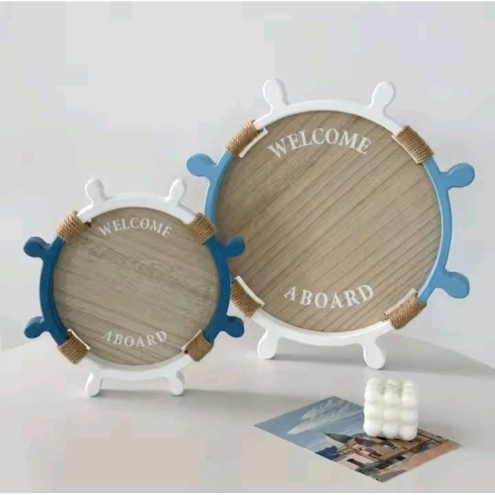 2 in 1 Decorative Sailor Themed Round Tray