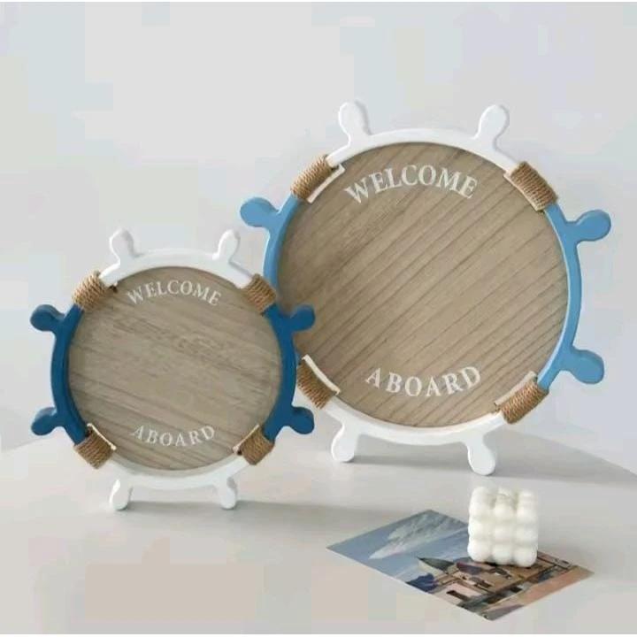 2 in 1 Decorative Sailor Themed Round Tray Decorative trays Decorative Trays
