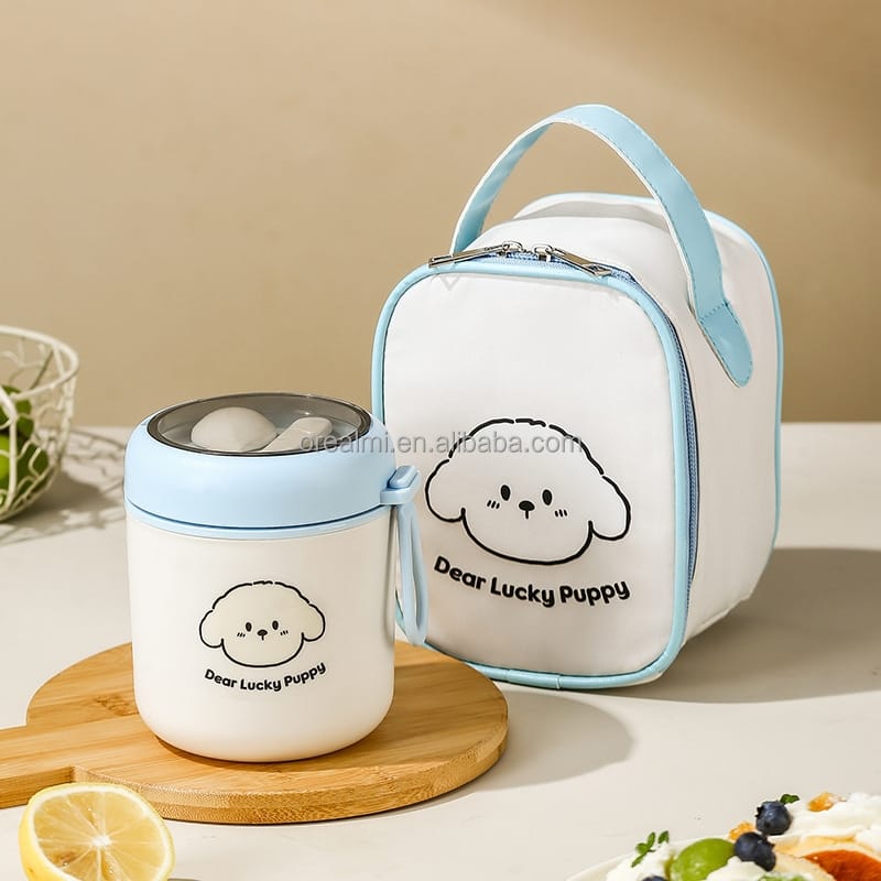 2 in 1 Food Flask Thermos with Matching Insulated Lunch Bag – 530ml