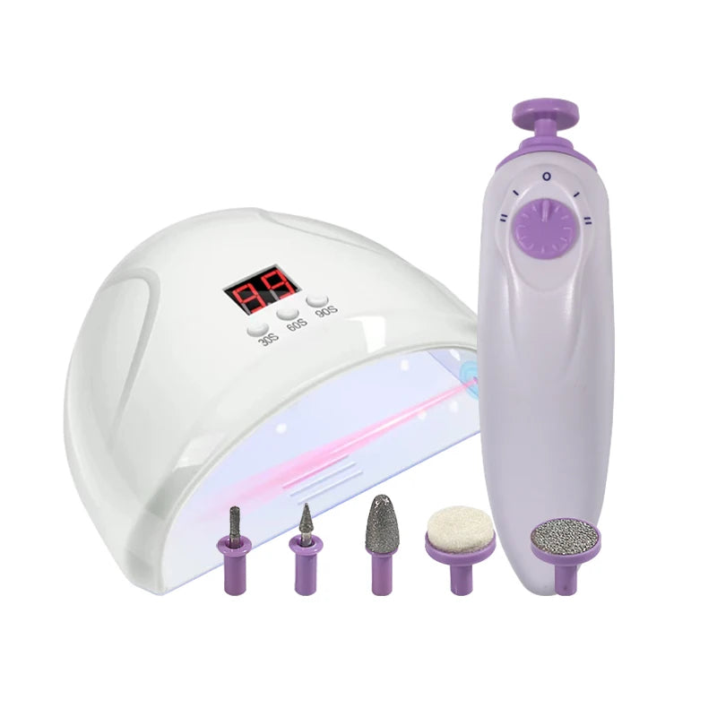 2-in-1 LED Nail Dryer & Electric Nail Kit with 5 Attachment Heads – At-Home Manicure Tool