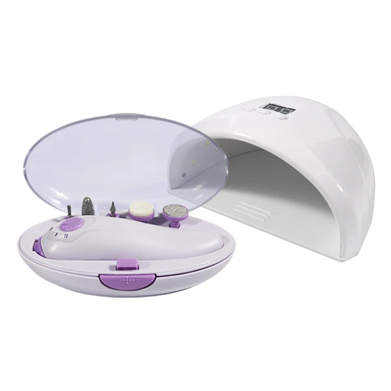 2-in-1 LED Nail Dryer & Electric Nail Kit with 5 Attachment Heads – At-Home Manicure Tool