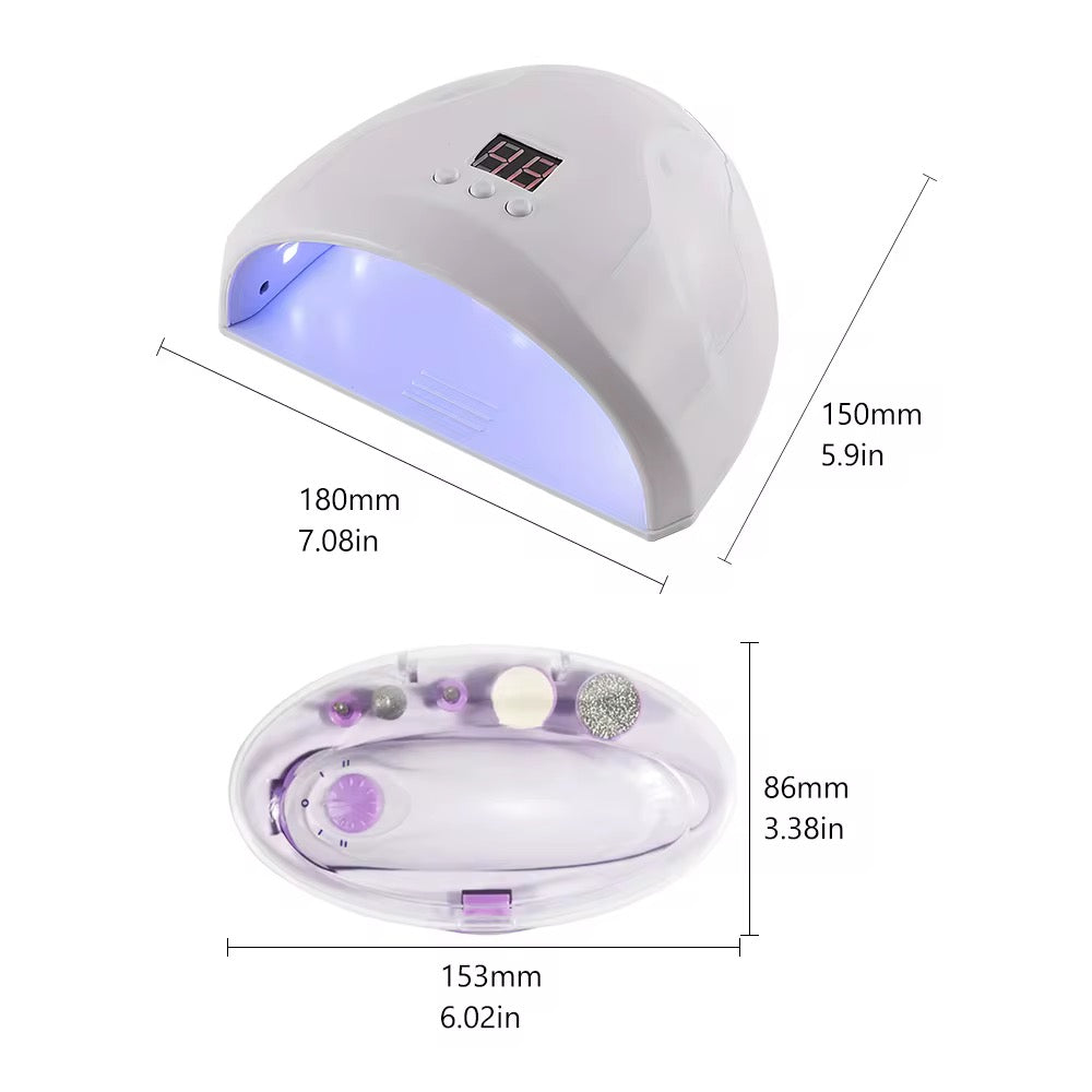 2-in-1 LED Nail Dryer & Electric Nail Kit with 5 Attachment Heads – At-Home Manicure Tool