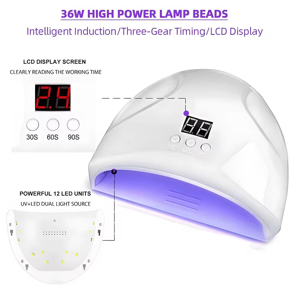 2-in-1 LED Nail Dryer & Electric Nail Kit with 5 Attachment Heads – At-Home Manicure Tool