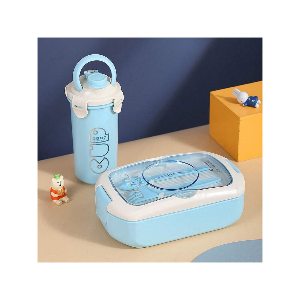 2 in 1 Lunch Box with Bottle 750ml Dish + 450ml Water Bottle | Microwave Safe, Leakproof & Eco Friendly