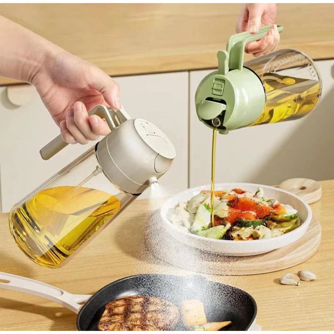 2-in-1 Oil Dispenser & Sprayer Jar – 600ml (White, Black, Green) Oil dispenser Oil Dispensers