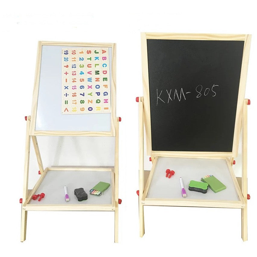 2 in 1 Wooden Blackboard and Whiteboard for Kids Learning and Drawing