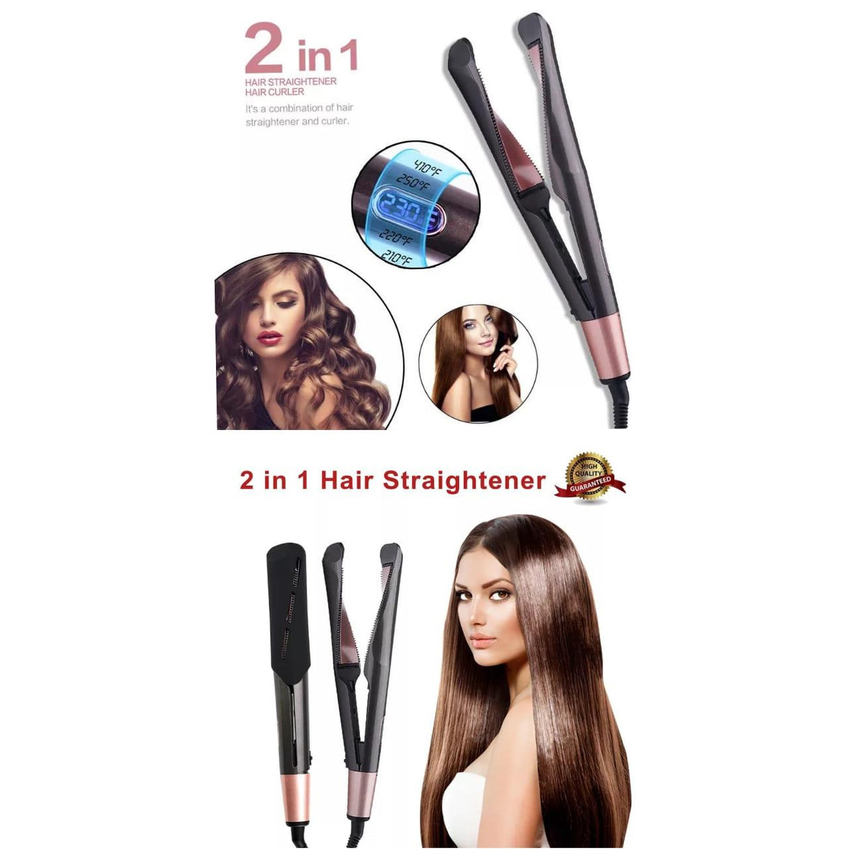 2 in 1 hair straightener,curling/flat iron