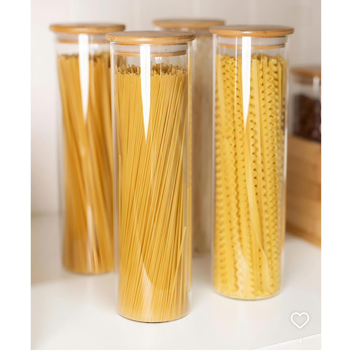 2000ml Glass Spaghetti and Cereal Storage Jar with Bamboo Lid